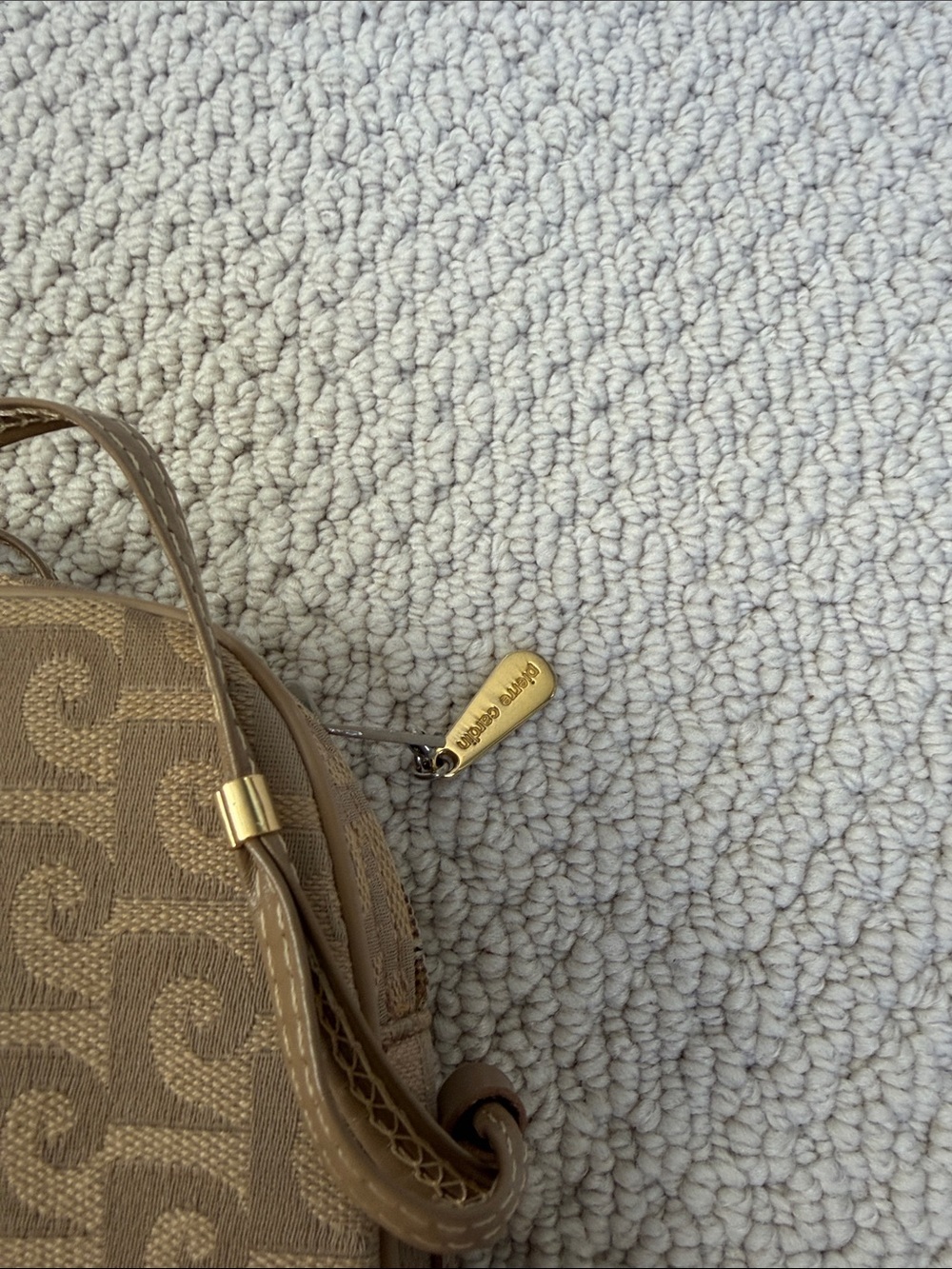 Pierre Cardin Tan Monogram Crossbody Bag with Gold Accent - Picture 6 of 9